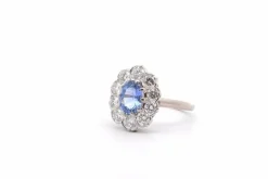 Bague vintage saphir de Ceylan diamants
