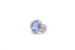 Bague vintage saphir de 6,51cts et diamants