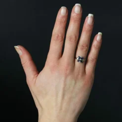 Bague vintage saphir diamants flocon