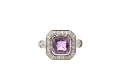 Bague vintage saphir et diamants en platine