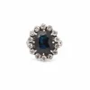 Bague vintage saphir et diamants en or blanc