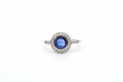 Bague vintage saphir et diamants en platine