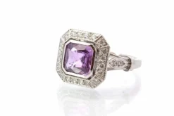 Bague vintage saphir et diamants en platine