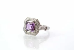 Bague vintage saphir et diamants en platine