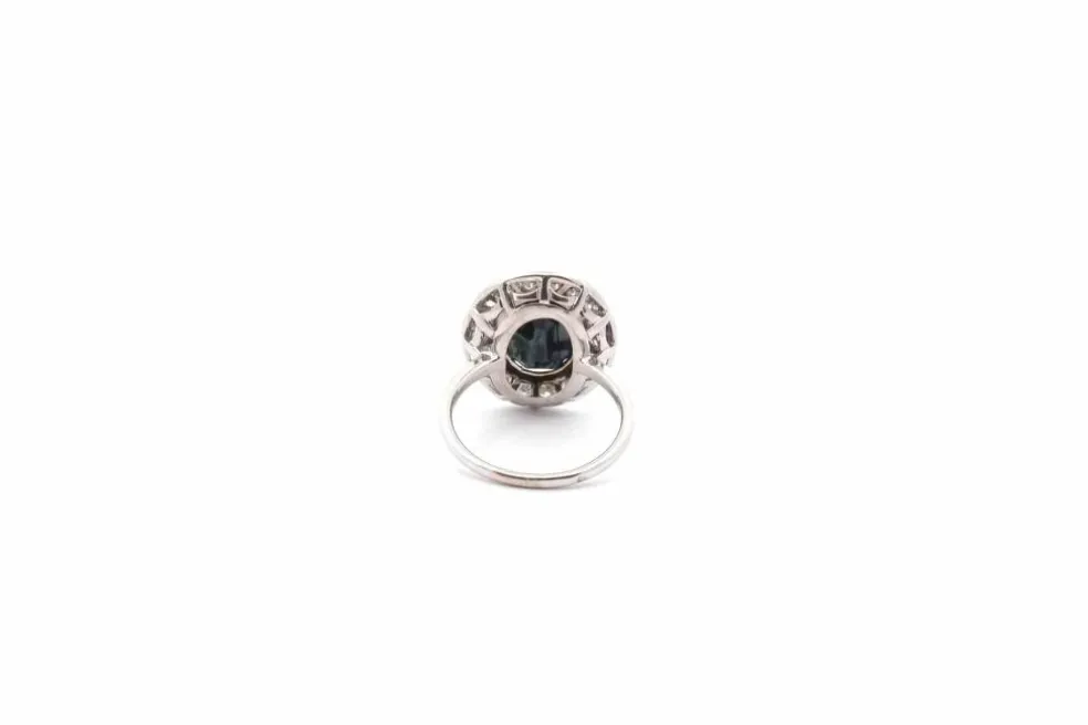 Bague vintage saphir et diamants en or 18k