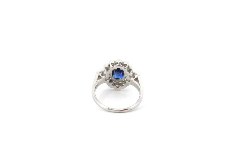 Bague vintage saphir et diamants en platine