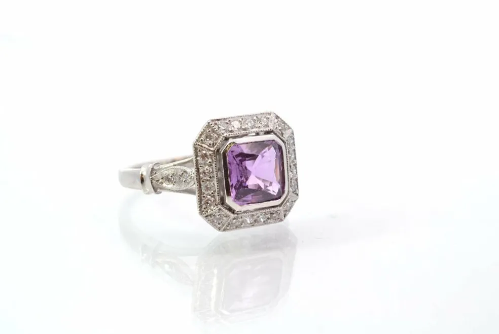 Bague vintage saphir et diamants en platine