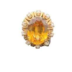 Bague vintage saphir orange perles