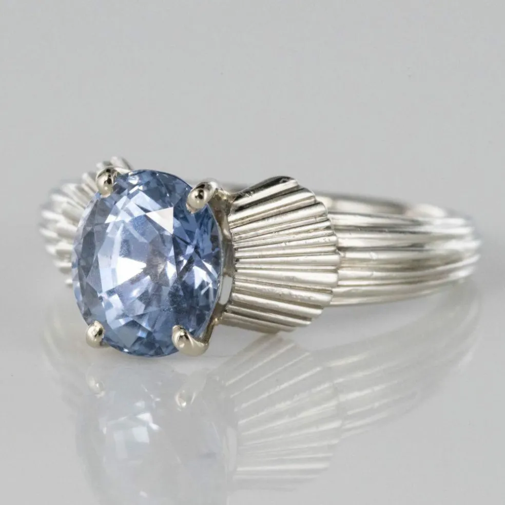 Bague vintage saphir platine