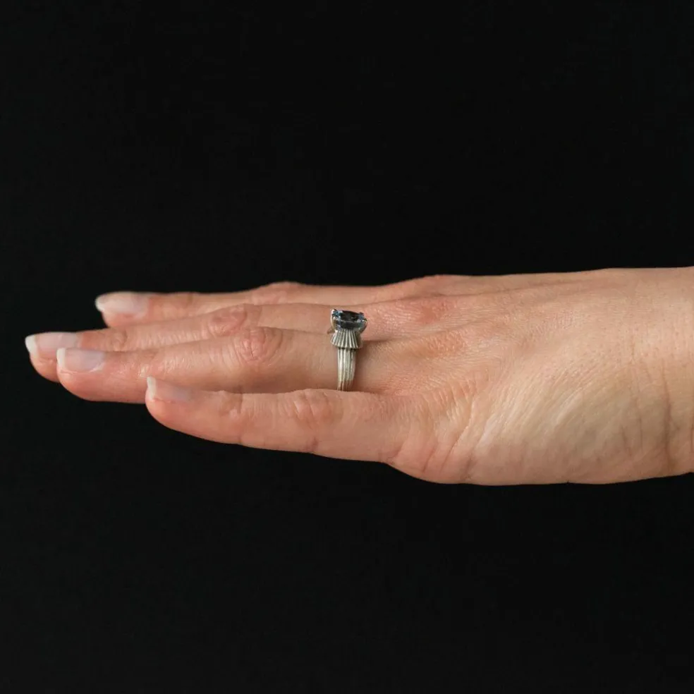Bague vintage saphir platine