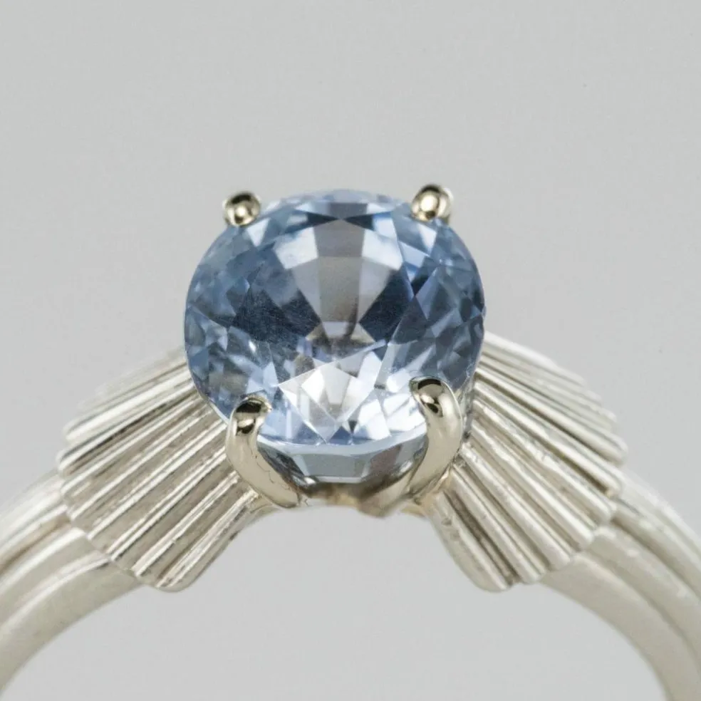 Bague vintage saphir platine