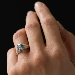 Bague vintage saphir platine