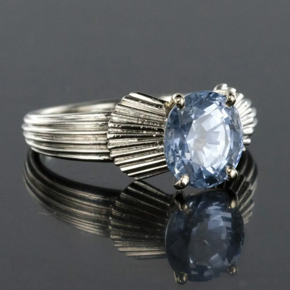 Bague vintage saphir platine
