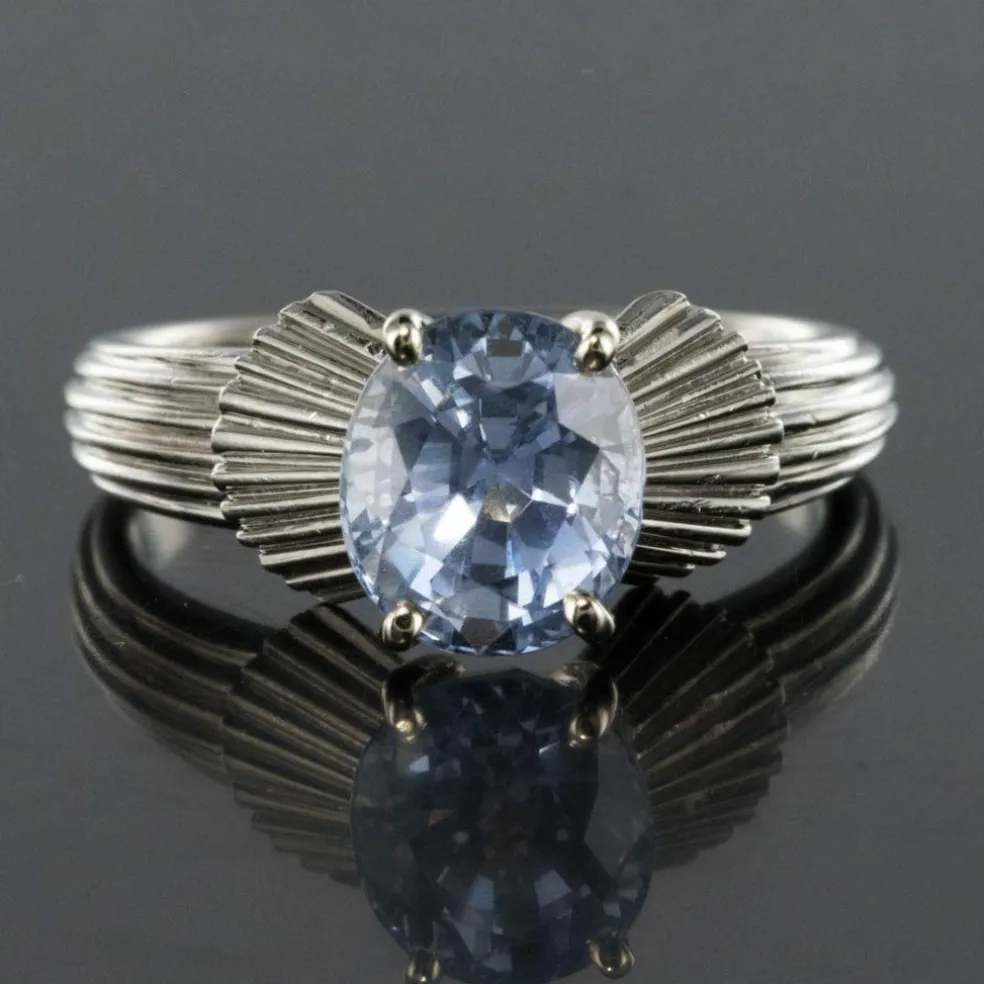 Bague vintage saphir platine