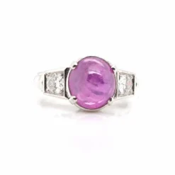 Bague vintage saphir rose de Ceylan étoilé