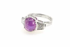 Bague vintage saphir rose de Ceylan étoilé