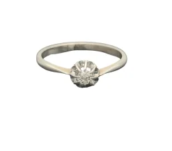 Bague vintage solitaire diamant or gris 18K