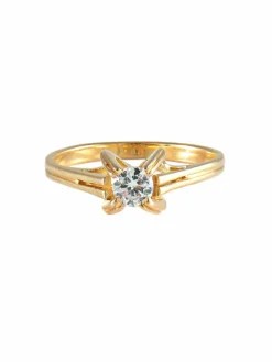 Bague vintage solitaire diamant en or jaune