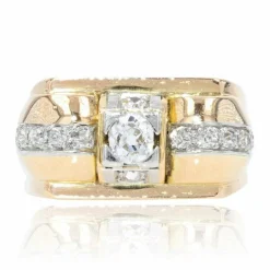 Bague vintage tank or jaune diamants