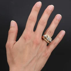 Bague vintage tank or jaune diamants