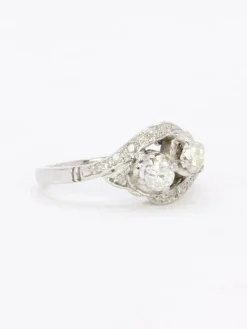 Bague vintage toi et moi or blanc diamants