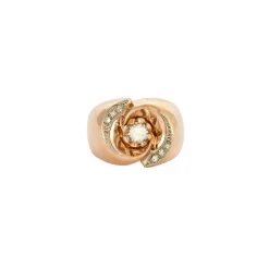 Bague vintage tourbillon diamants or rose