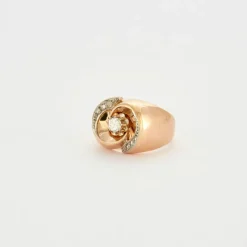 Bague vintage tourbillon diamants or rose