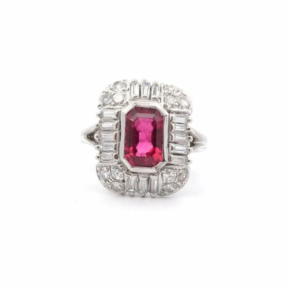 Bague vintage tourmaline et diamants