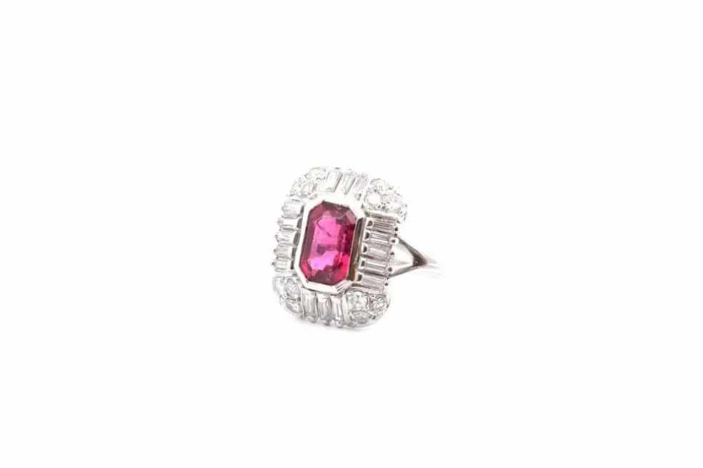 Bague vintage tourmaline et diamants