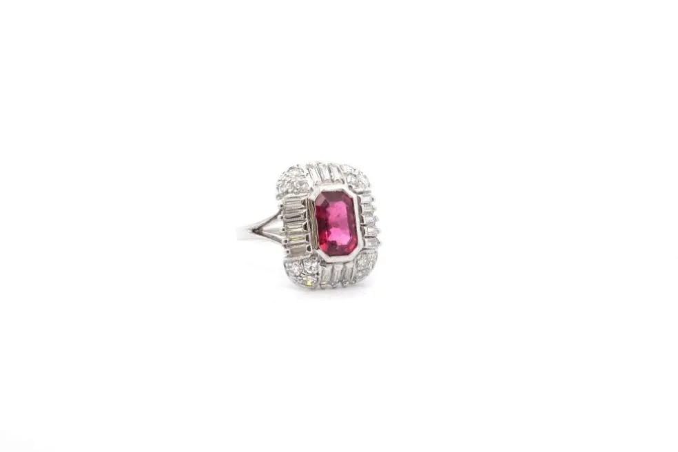 Bague vintage tourmaline et diamants