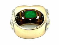 Bague vintage vers 1950 or jaune, émeraude et diamants