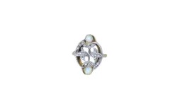Bague volutes Or jaune Argent Diamants Opales