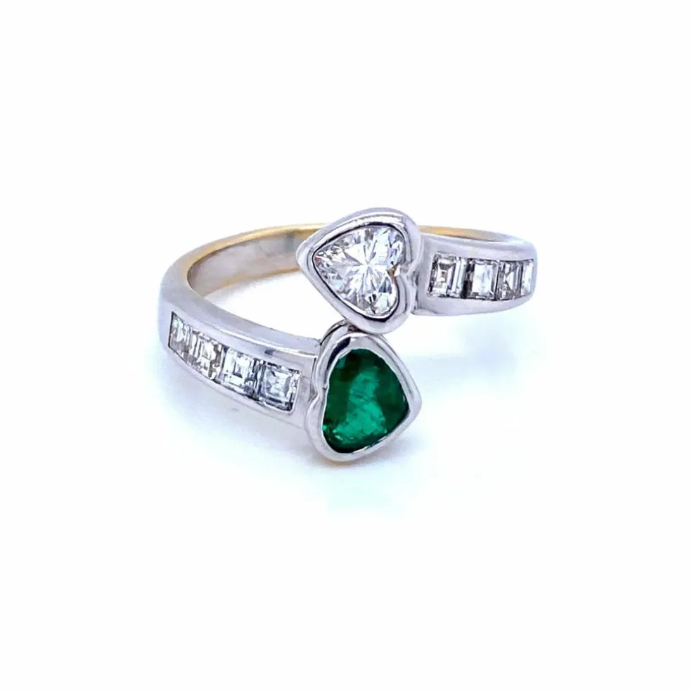 Bague "Vous et Moi" Emeraude Diamants