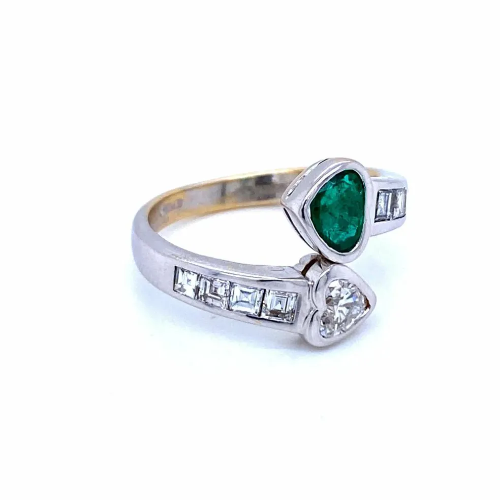 Bague "Vous et Moi" Emeraude Diamants