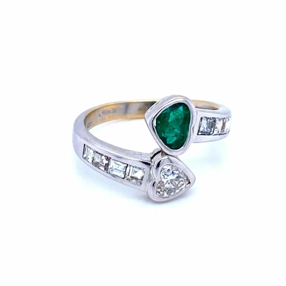 Bague "Vous et Moi" Emeraude Diamants