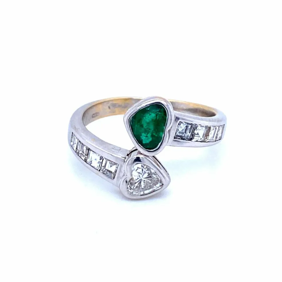 Bague "Vous et Moi" Emeraude Diamants