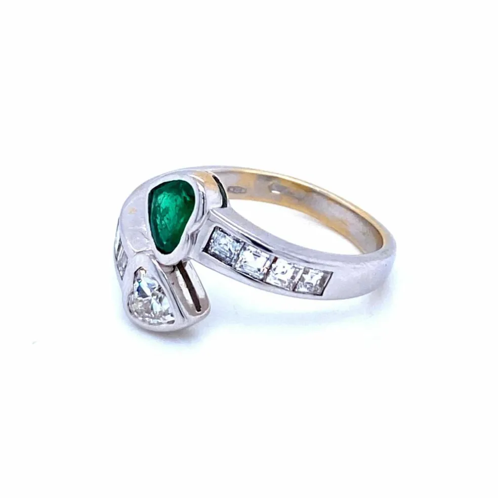 Bague "Vous et Moi" Emeraude Diamants