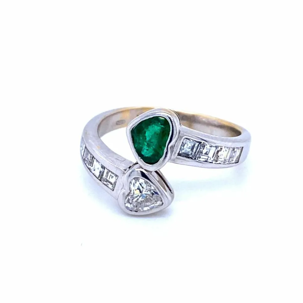 Bague "Vous et Moi" Emeraude Diamants