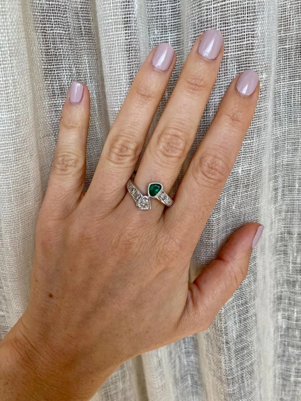 Bague "Vous et Moi" Emeraude Diamants