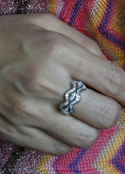 Bague Waves Or blanc et Diamants