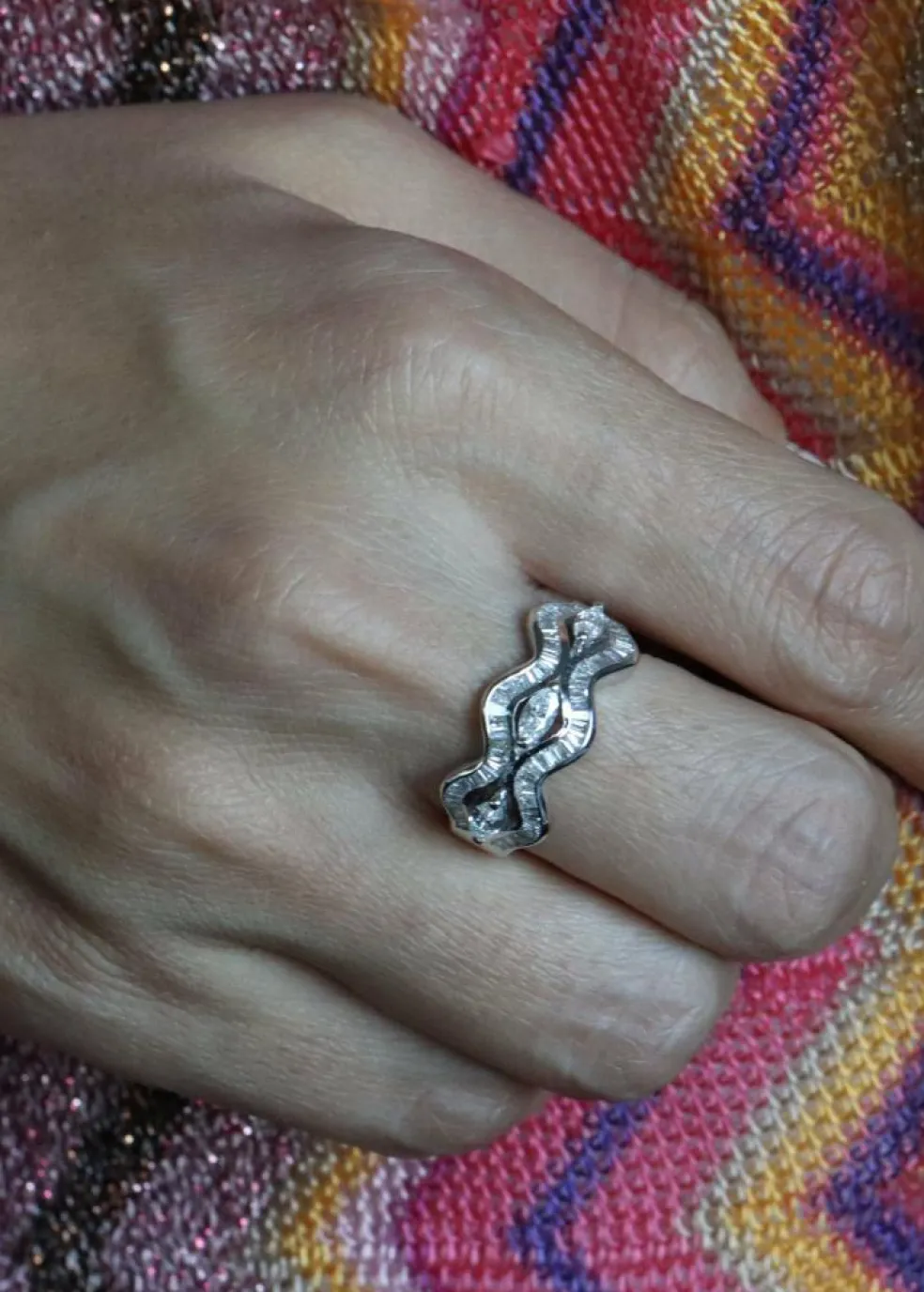 Bague Waves Or blanc et Diamants