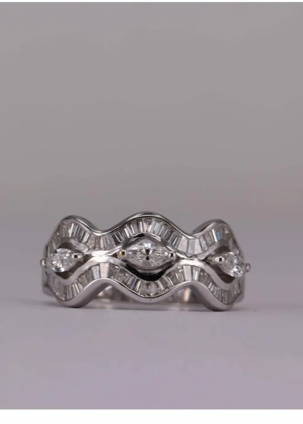 Bague Waves Or blanc et Diamants