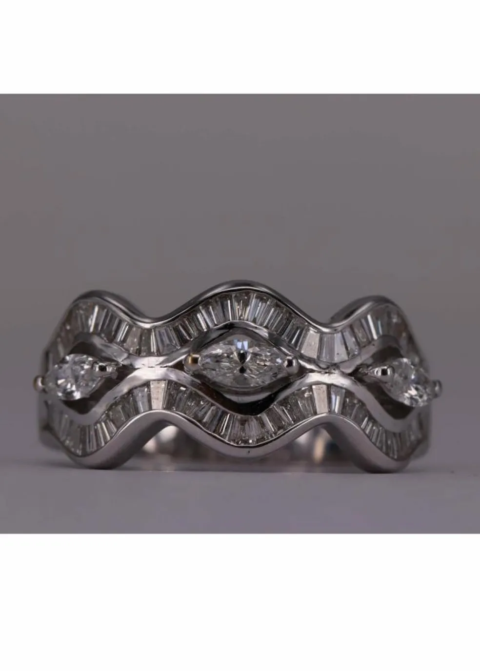 Bague Waves Or blanc et Diamants