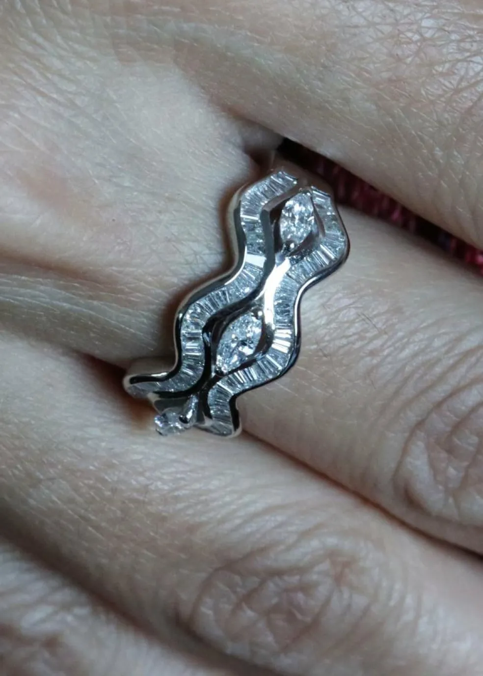 Bague Waves Or blanc et Diamants
