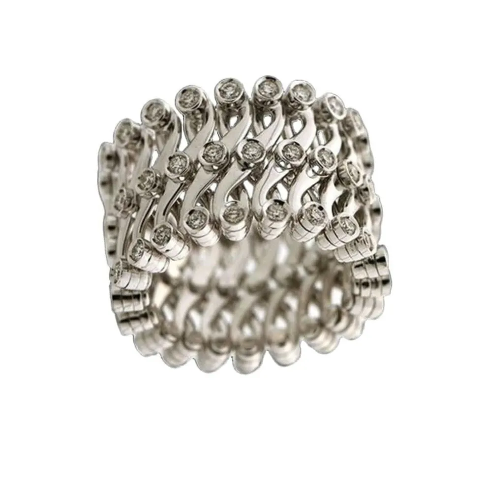 Bague-Bracelet en or blanc, Diamants Naturels