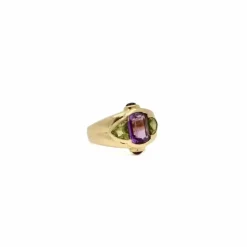 Bague lilas améthyste et péridots