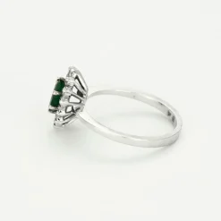 Bagur marguerite or blanc, émeraude et diamants