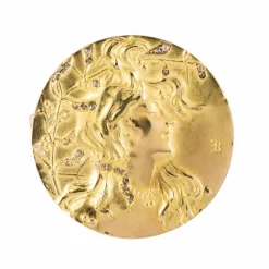 Becker - Broche art nouveau or et diamants taillés en rose