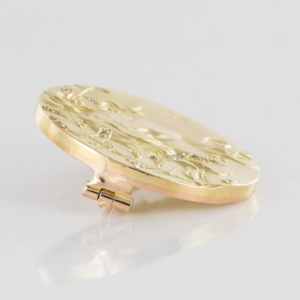Becker - Broche art nouveau or et diamants taillés en rose