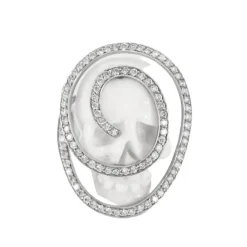 BERNARD DELETTREZ - Bague or blanc, diamants et jaspe blanc